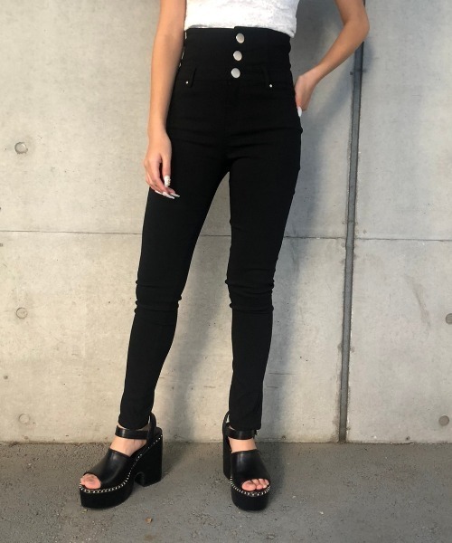 ENVYM（アンビー）の「ハイウエストボタンジェギンス（その他パンツ・レディース・ブラック・S/M）」の6枚目の写真