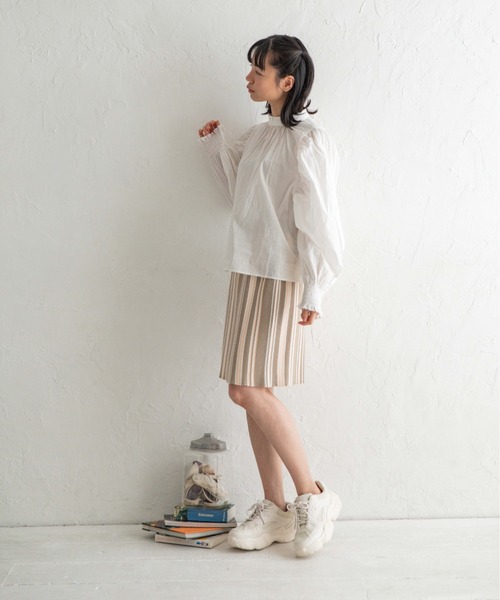 Mysa&Liina(ミーサリーナ)の「マルチストライプタイトスカート(スカート・レディース・ブラック/ブラウン/ベージュ・M)」の8枚目の写真