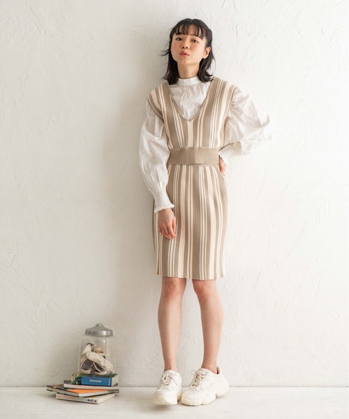 Mysa&Liina(ミーサリーナ)の「マルチストライプタイトスカート(スカート・レディース・ブラック/ブラウン/ベージュ・M)」の14枚目の写真