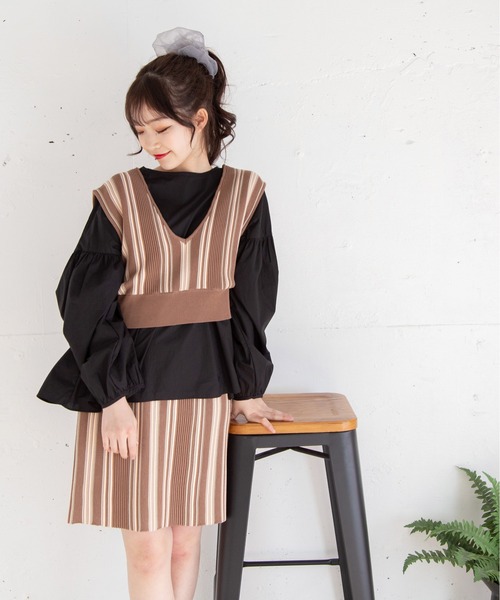 Mysa&Liina(ミーサリーナ)の「マルチストライプタイトスカート(スカート・レディース・ブラック/ブラウン/ベージュ・M)」の10枚目の写真