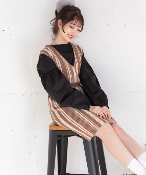 Mysa&Liina(ミーサリーナ)の「マルチストライプタイトスカート(スカート・レディース・ブラック/ブラウン/ベージュ・M)」の16枚目の写真