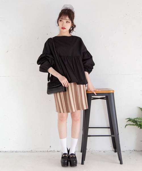 Mysa&Liina(ミーサリーナ)の「マルチストライプタイトスカート(スカート・レディース・ブラック/ブラウン/ベージュ・M)」の22枚目の写真