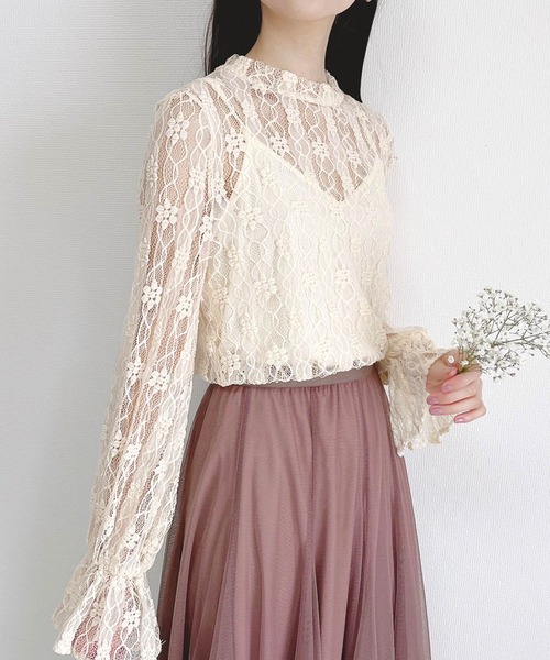 PURIL（ピュリル）の「【PURIL】スタンドカラー レース ボリュームスリーブ ブラウス（シャツ/ブラウス・レディース・ホワイト/ブラック/アイボリー・S/M）」の9枚目の写真