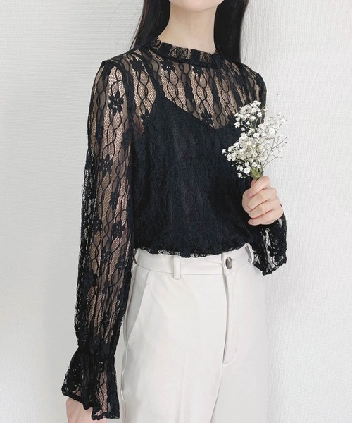 PURIL（ピュリル）の「【PURIL】スタンドカラー レース ボリュームスリーブ ブラウス（シャツ/ブラウス・レディース・ホワイト/ブラック/アイボリー・S/M）」の10枚目の写真