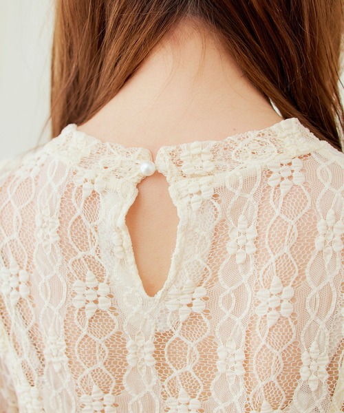 PURIL（ピュリル）の「【PURIL】スタンドカラー レース ボリュームスリーブ ブラウス（シャツ/ブラウス・レディース・ホワイト/ブラック/アイボリー・S/M）」の5枚目の写真