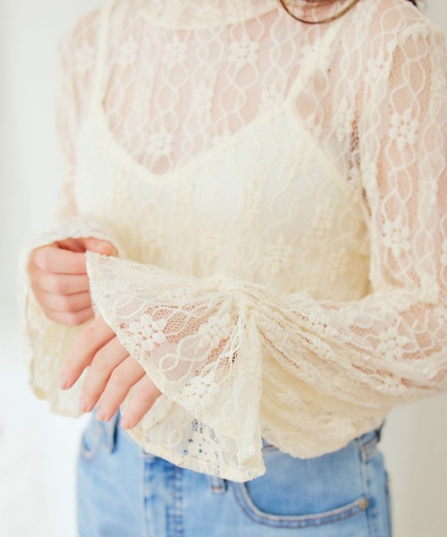 PURIL（ピュリル）の「【PURIL】スタンドカラー レース ボリュームスリーブ ブラウス（シャツ/ブラウス・レディース・ホワイト/ブラック/アイボリー・S/M）」の6枚目の写真