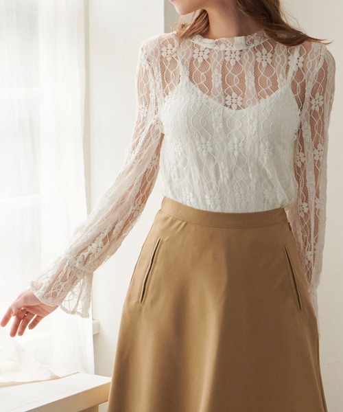 PURIL（ピュリル）の「【PURIL】スタンドカラー レース ボリュームスリーブ ブラウス（シャツ/ブラウス・レディース・ホワイト/ブラック/アイボリー・S/M）」の12枚目の写真