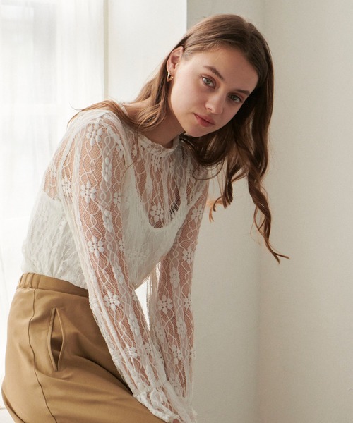 PURIL（ピュリル）の「【PURIL】スタンドカラー レース ボリュームスリーブ ブラウス（シャツ/ブラウス・レディース・ホワイト/ブラック/アイボリー・S/M）」の13枚目の写真