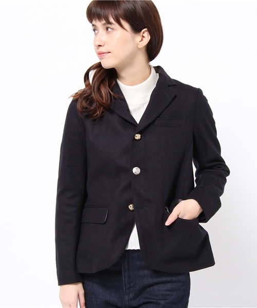 BEAMS BOY（ビームスボーイ）の「BEAMS BOY / フラノ 3ボタン ブレザー（テーラードジャケット・レディース・グレー/ネイビー・0/1）」の2枚目の写真