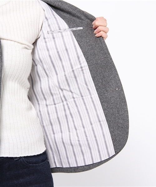 BEAMS BOY（ビームスボーイ）の「BEAMS BOY / フラノ 3ボタン ブレザー（テーラードジャケット・レディース・グレー/ネイビー・0/1）」の6枚目の写真
