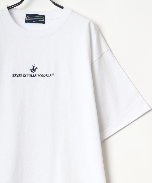 BEVERLY HILLS POLO CLUB（ビバリーヒルズポロクラブ）の「BEVERLY HILLS POLO CLUB/ビバリーヒルズポロクラブ ビッグシルエット ワンポイント ロゴ 刺繍 Tシャツ/無地T（Tシャツ/カットソー・メンズ・ホワイト/サックスブルー/ホワイト系その他/ブラック系その他/ブルー系その他/チャコール・M/L）」の2枚目の写真