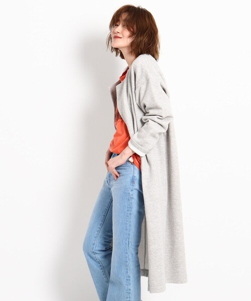 JET（ジェット）の「◆【ウォッシャブル】コットンダブルフェイスノーカラーコート（その他アウター・レディース・チャコールグレー/ライトベージュ/グレー系4・04）」の3枚目の写真