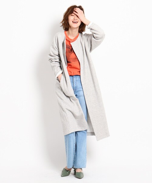 JET（ジェット）の「◆【ウォッシャブル】コットンダブルフェイスノーカラーコート（その他アウター・レディース・チャコールグレー/ライトベージュ/グレー系4・04）」の16枚目の写真