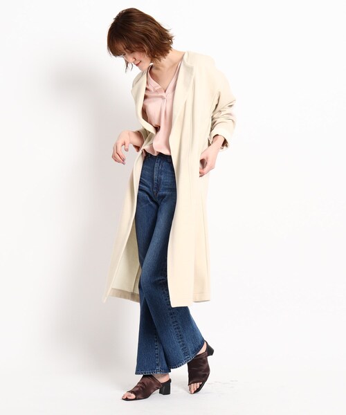 JET（ジェット）の「◆【ウォッシャブル】コットンダブルフェイスノーカラーコート（その他アウター・レディース・チャコールグレー/ライトベージュ/グレー系4・04）」の11枚目の写真