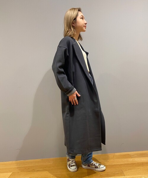 JET（ジェット）の「◆【ウォッシャブル】コットンダブルフェイスノーカラーコート（その他アウター・レディース・チャコールグレー/ライトベージュ/グレー系4・04）」の13枚目の写真