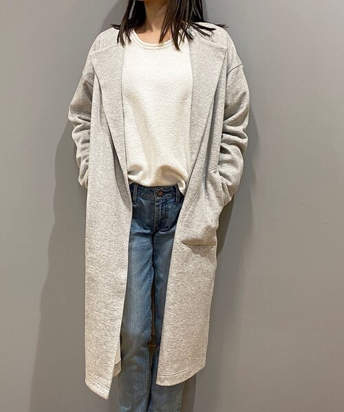 JET（ジェット）の「◆【ウォッシャブル】コットンダブルフェイスノーカラーコート（その他アウター・レディース・チャコールグレー/ライトベージュ/グレー系4・04）」の9枚目の写真