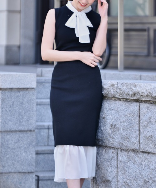 MIIA(ミーア)の「異素材ドッキングニットスカート(スカート・レディース・ブラック/ベージュ/ピンク・FREE)」の5枚目の写真