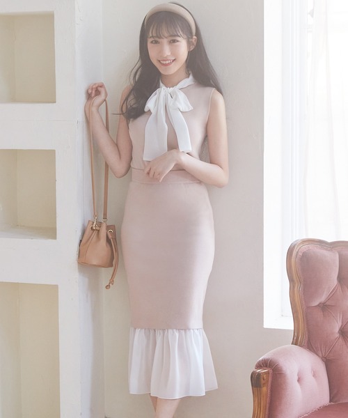 MIIA(ミーア)の「異素材ドッキングニットスカート(スカート・レディース・ブラック/ベージュ/ピンク・FREE)」の10枚目の写真