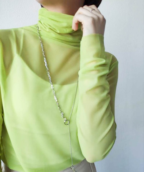 VACANCY（ヴァカンシー）の「シアーカラーインナー（Tシャツ/カットソー・レディース・ブラック/オレンジ/グリーン・FREE）」の6枚目の写真