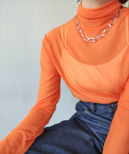 VACANCY（ヴァカンシー）の「シアーカラーインナー（Tシャツ/カットソー・レディース・ブラック/オレンジ/グリーン・FREE）」の14枚目の写真