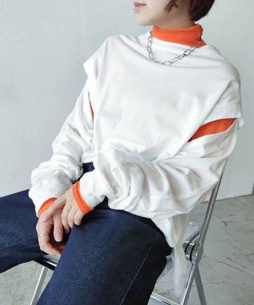 VACANCY（ヴァカンシー）の「シアーカラーインナー（Tシャツ/カットソー・レディース・ブラック/オレンジ/グリーン・FREE）」の15枚目の写真