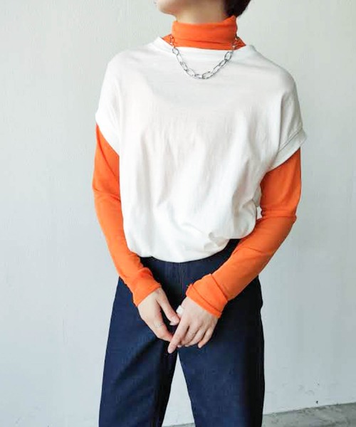 VACANCY（ヴァカンシー）の「シアーカラーインナー（Tシャツ/カットソー・レディース・ブラック/オレンジ/グリーン・FREE）」の9枚目の写真