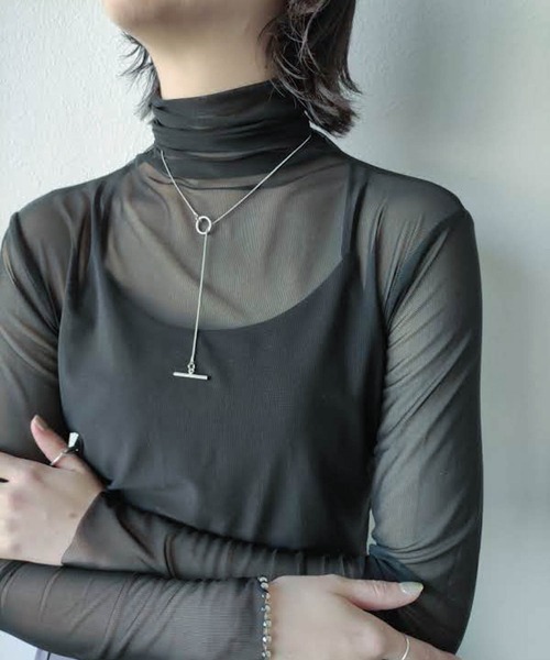 VACANCY（ヴァカンシー）の「シアーカラーインナー（Tシャツ/カットソー・レディース・ブラック/オレンジ/グリーン・FREE）」の4枚目の写真