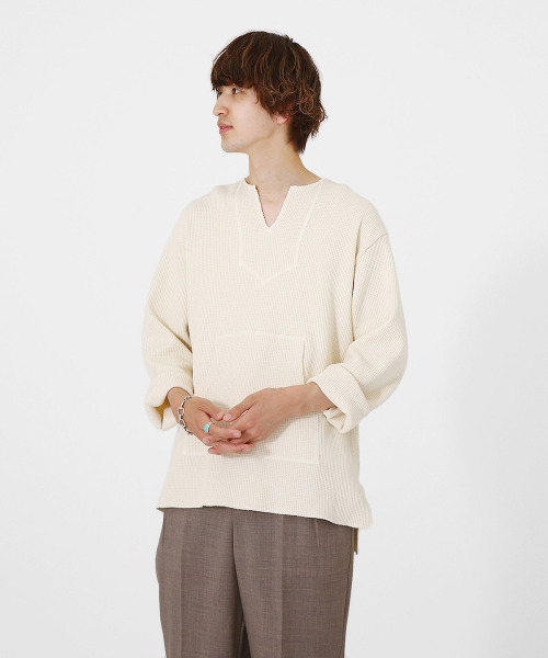 BALLAST ARK（バラストアーク）の「BALLAST ARK / バラストアーク：MEXICAN THERMAL PULLOVER：BA03-T003[AST]（Tシャツ/カットソー・メンズ・ホワイト/ブラウン・M/L）」の13枚目の写真