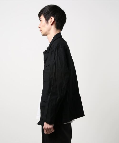 Burner(バーナー)の「【BURNER SELECT】綿麻ストレッチミリタリーシャツジャケット(ミリタリージャケット・メンズ・ベージュ/ネイビー/カーキ/ブラック/キナリ・L/M/XL)」の8枚目の写真