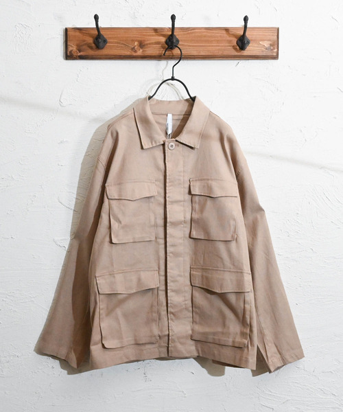 Burner(バーナー)の「【BURNER SELECT】綿麻ストレッチミリタリーシャツジャケット(ミリタリージャケット・メンズ・ベージュ/ネイビー/カーキ/ブラック/キナリ・L/M/XL)」の15枚目の写真