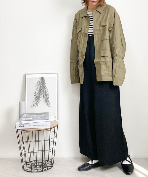 Burner(バーナー)の「【BURNER SELECT】綿麻ストレッチミリタリーシャツジャケット(ミリタリージャケット・メンズ・ベージュ/ネイビー/カーキ/ブラック/キナリ・L/M/XL)」の18枚目の写真