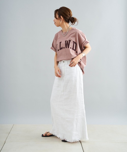 DouDou（ドゥドゥ）の「リネンリメイクスカート（スカート・レディース・ホワイト/ブラック・36/38）」の4枚目の写真