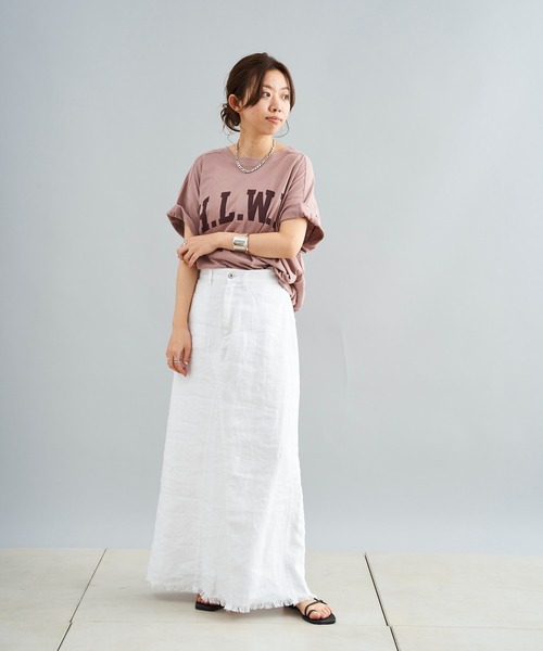 DouDou（ドゥドゥ）の「リネンリメイクスカート（スカート・レディース・ホワイト/ブラック・36/38）」の21枚目の写真