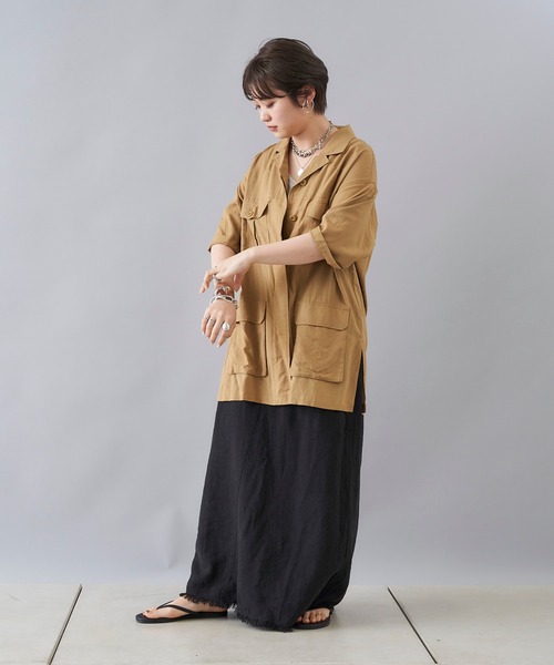 DouDou（ドゥドゥ）の「リネンリメイクスカート（スカート・レディース・ホワイト/ブラック・36/38）」の12枚目の写真