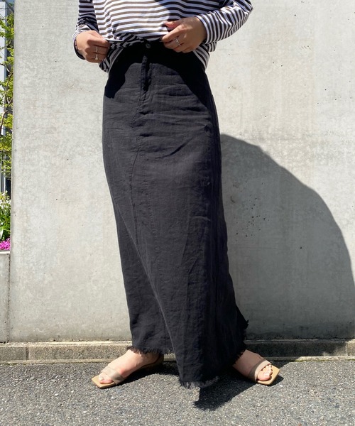 DouDou（ドゥドゥ）の「リネンリメイクスカート（スカート・レディース・ホワイト/ブラック・36/38）」の18枚目の写真