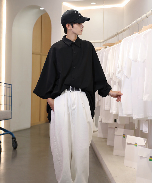 neos（ネオス）の「【neos -addictive design-】Big silhouette Dolman sleeve shirt（シャツ/ブラウス・メンズ・ブラック/ベージュ/オフホワイト・MEDIUM/LARGE）」の11枚目の写真