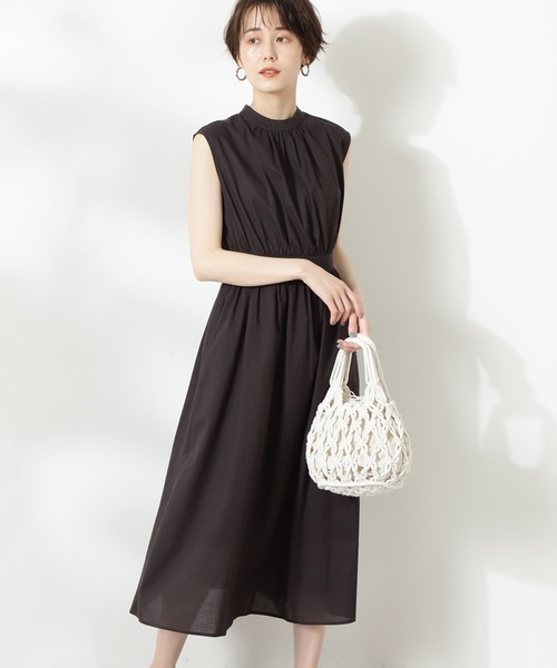 N.（N. Natural Beauty Basic）（エヌエヌナチュラルビューティーベーシック）の「コットンローンスタンドネックワンピース（ワンピース・レディース・ブラック/パープル/ブルー/グリーン・MEDIUM）」の2枚目の写真