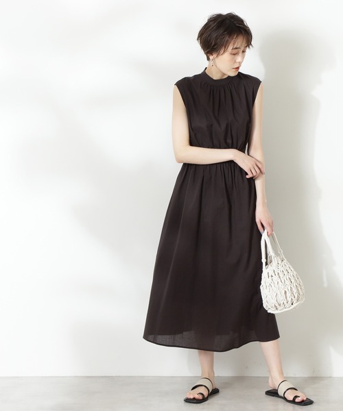 N.（N. Natural Beauty Basic）（エヌエヌナチュラルビューティーベーシック）の「コットンローンスタンドネックワンピース（ワンピース・レディース・ブラック/パープル/ブルー/グリーン・MEDIUM）」の7枚目の写真