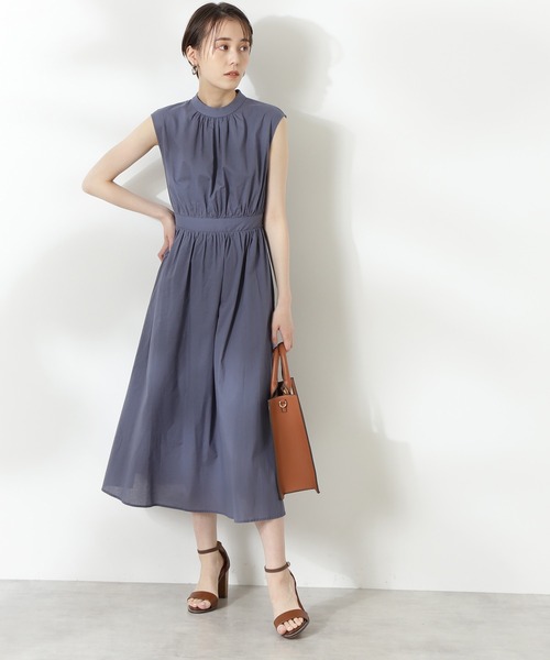 N.（N. Natural Beauty Basic）（エヌエヌナチュラルビューティーベーシック）の「コットンローンスタンドネックワンピース（ワンピース・レディース・ブラック/パープル/ブルー/グリーン・MEDIUM）」の15枚目の写真