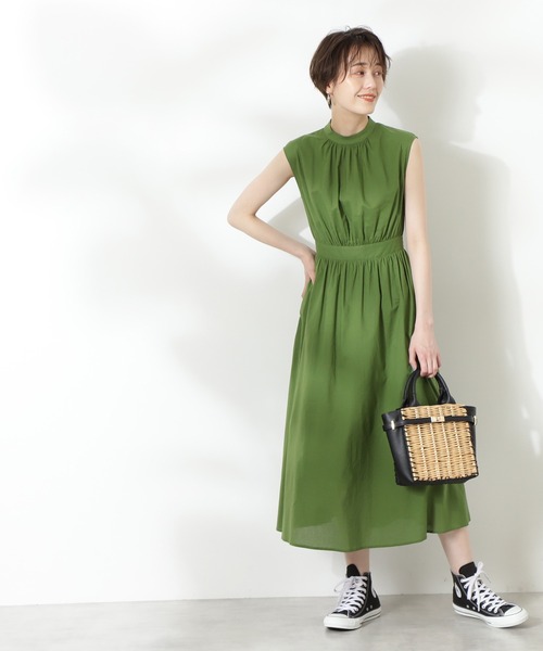 N.（N. Natural Beauty Basic）（エヌエヌナチュラルビューティーベーシック）の「コットンローンスタンドネックワンピース（ワンピース・レディース・ブラック/パープル/ブルー/グリーン・MEDIUM）」の11枚目の写真