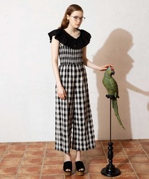 REDYAZEL | ギンガムオールインワン×付け襟セット(つなぎ/オールインワン)