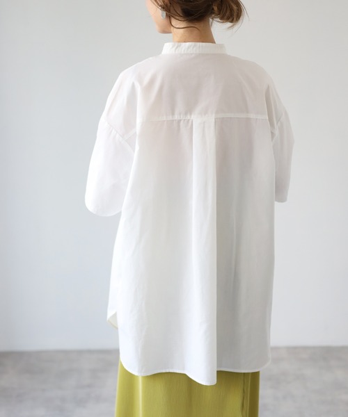 4youstory（フォーユーストーリー）の「ピンタックスタンドカラーブラウス（シャツ/ブラウス・レディース・ブラック/オフホワイト/ライム/ブルー/ライトベージュ・MEDIUM）」の8枚目の写真