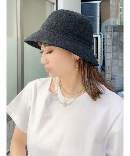 GYDA（ジェイダ）の「パイルバケットHAT（ハット・レディース・ブラック/オフホワイト・FREE）」の4枚目の写真