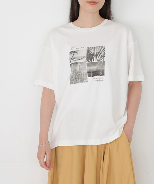 AMERICAN HOLIC(アメリカンホリック)の「背景フォトカットプルオーバー *(Tシャツ/カットソー・レディース・アイボリー/オフホワイト・FREE)」の1枚目の写真