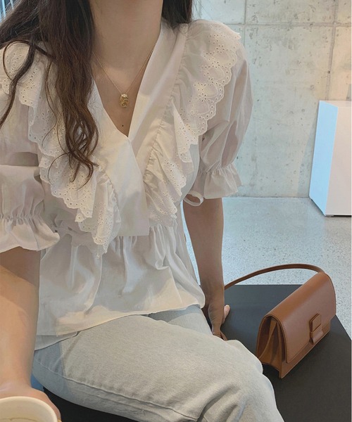 MAISON DE THERESE（メゾン ド テレーズ）の「Vネックシャツ（シャツ/ブラウス・レディース・ホワイト/パープル・M/S）」の13枚目の写真