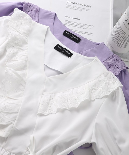 MAISON DE THERESE（メゾン ド テレーズ）の「Vネックシャツ（シャツ/ブラウス・レディース・ホワイト/パープル・M/S）」の15枚目の写真