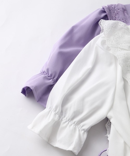 MAISON DE THERESE（メゾン ド テレーズ）の「Vネックシャツ（シャツ/ブラウス・レディース・ホワイト/パープル・M/S）」の16枚目の写真