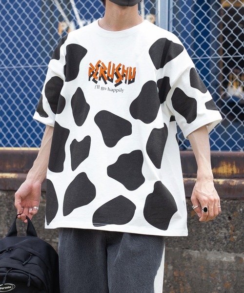 Perushu（ペルーシュ）の「アニマル柄レトロTシャツ（Tシャツ/カットソー・メンズ・オフホワイト/ネイビー・LARGE/MEDIUM）」の11枚目の写真