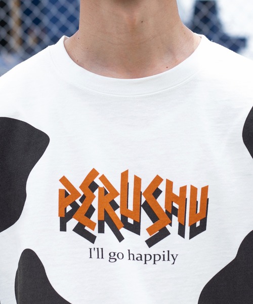Perushu（ペルーシュ）の「アニマル柄レトロTシャツ（Tシャツ/カットソー・メンズ・オフホワイト/ネイビー・LARGE/MEDIUM）」の13枚目の写真