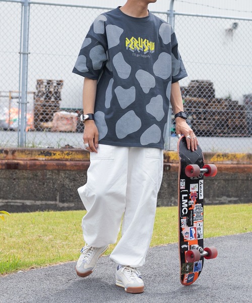Perushu（ペルーシュ）の「アニマル柄レトロTシャツ（Tシャツ/カットソー・メンズ・オフホワイト/ネイビー・LARGE/MEDIUM）」の17枚目の写真